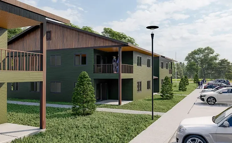 View of Pine Hill Terrace Apartments Balcony From the Parking Lot